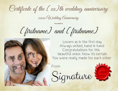 Birthday Wedding Certificate with photo template