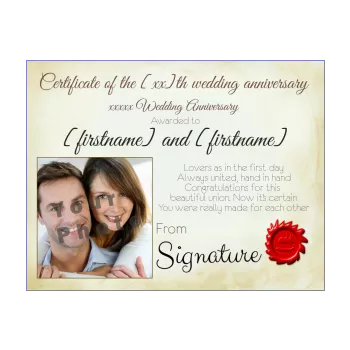 birthday wedding certificate brown nuptials yellow 