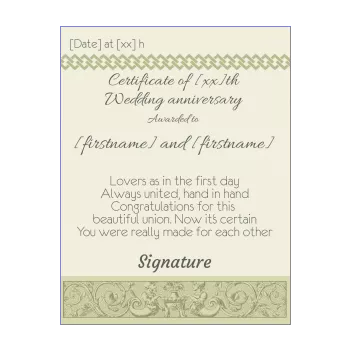 birthday wedding certificate green 
