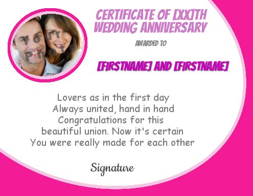 Birthday Wedding Certificate with photo template