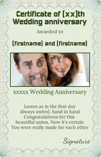 Birthday Wedding Certificate with photo template