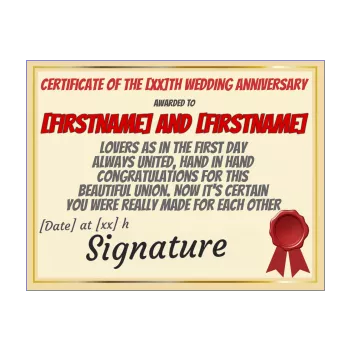 birthday wedding certificate yellow 