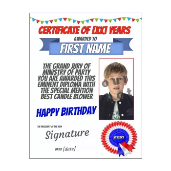 funny birthday certificate blue red 