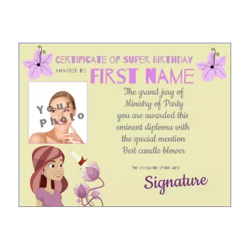 funny birthday certificate mom flower girl mauve 
