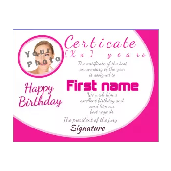 birthday certificate mom 10 years 20 years 30 years 40 years 50 years 60 years 70 years 80 years girl rose 