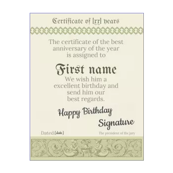 funny birthday certificate 10 years 20 years 30 years 40 years 50 years 60 years 70 years 80 years 