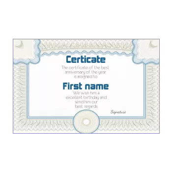 funny birthday certificate blue 