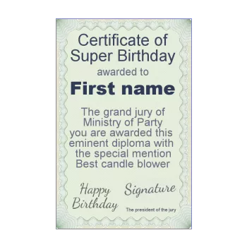 funny birthday certificate green 