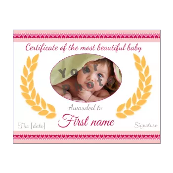 certificate birth heart baby girl rose 