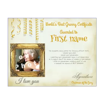 certificate best grandmother party yellow 