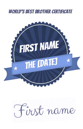 Certificate Best Brother Blue Coat free template
