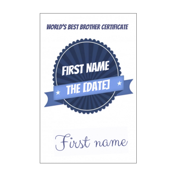 Wolrd's Best Brother Certificate free template - printable - on ...