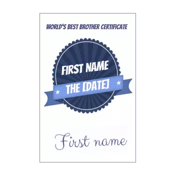 certificate best brother blue coat of arms 