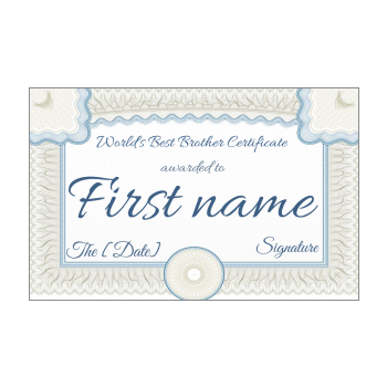 Wolrd's Best Brother Certificate free template - printable - on ...