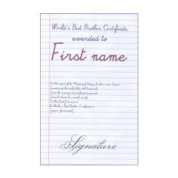 certificate best brother blue 