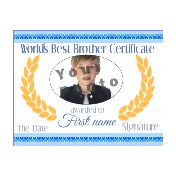 certificate best brother blue boy 