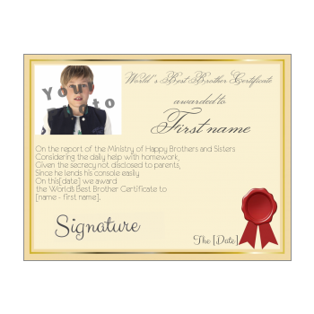 Wolrd's Best Brother Certificate free template - printable - on ...