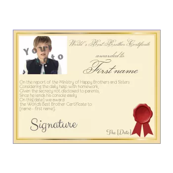 certificate best brother yellow 