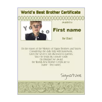 certificate best brother green 
