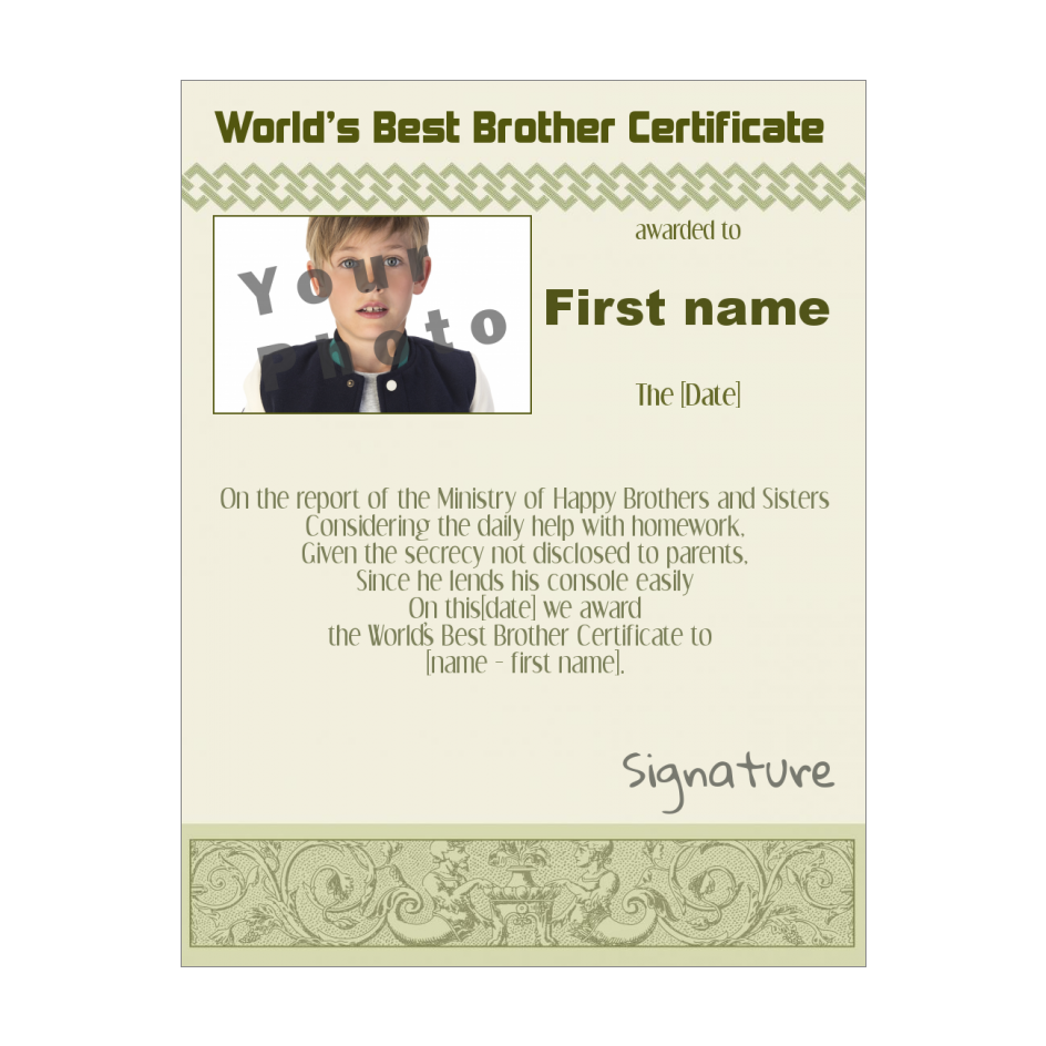 Best Brother Certificate Printable Certificate - vrogue.co