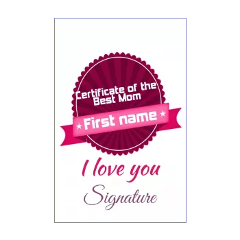 certificate best mom coat of arms mauve rose 