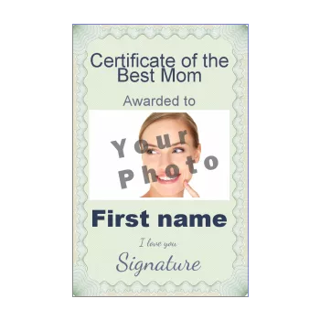 certificate best mom blue green 