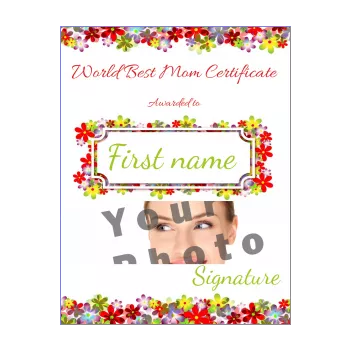 certificate best mom flower green red 