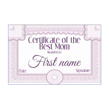 certificate best mom mauve 