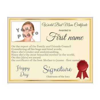 certificate best mom yellow 