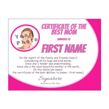 certificate best mom mauve rose 