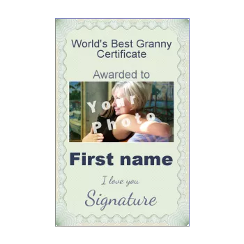 certificate best grandmother blue green 