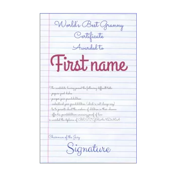 certificate best grandmother blue red 