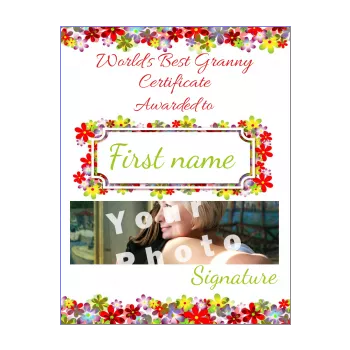 certificate best grandmother flower green red 
