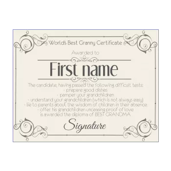 certificate best grandmother grey elegant 
