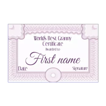 certificate best grandmother mauve 