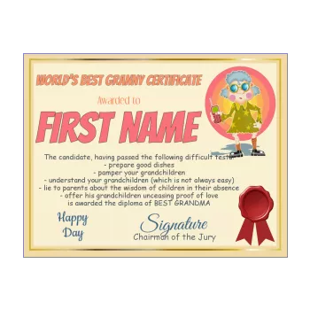 funny certificate best best grandmother orange red 