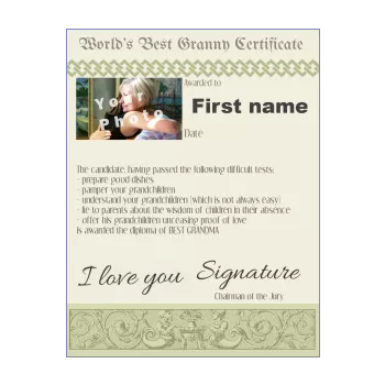 certificate best grandmother party green 