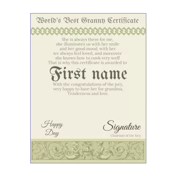 certificate best grandmother party green 
