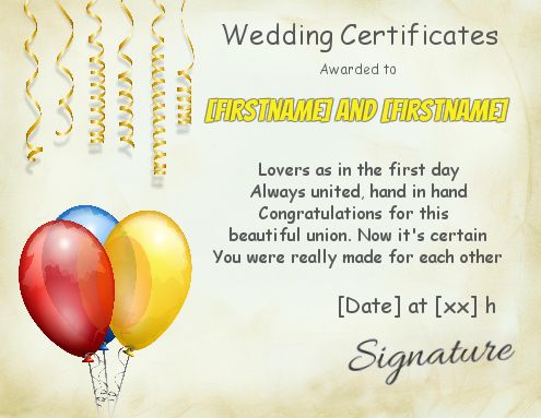 Wedding Certificate template