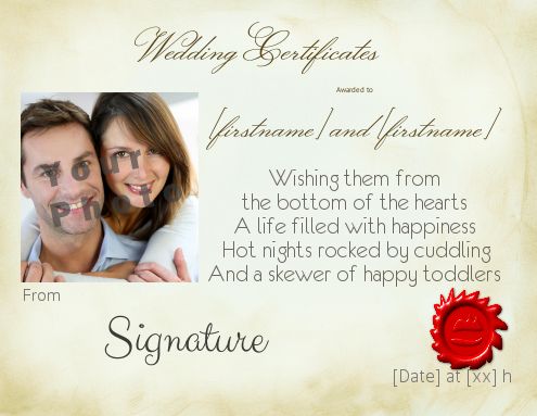 Wedding Certificate with photo template
