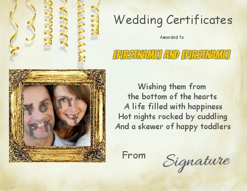 Wedding Certificate with photo template