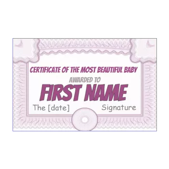 certificate birth baby girl mauve rose 
