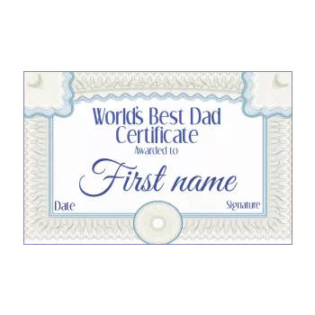 certificate best dad party blue 