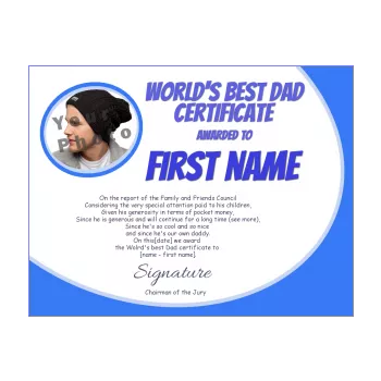 certificate best dad party blue 
