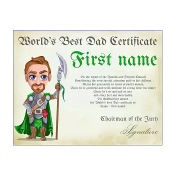 certificate best dad party drawing green knight 