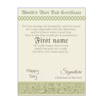 certificate best dad party green 