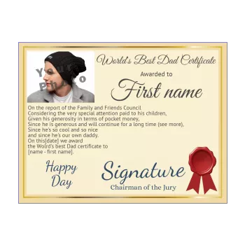certificate best dad party yellow 