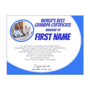 certificate best grandfather blue 