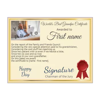 certificate best grandfather yellow 