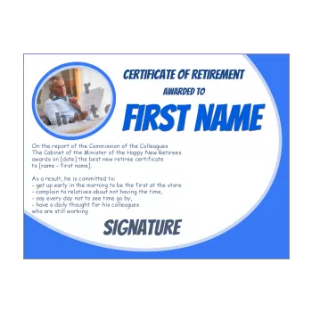 funny certificate retirement blue man 